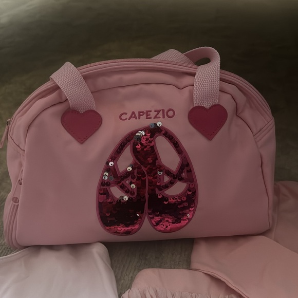 Capezio Pink ballet bag, slippers, skirt, 2 bodysuits and a top! - Picture 7 of 13
